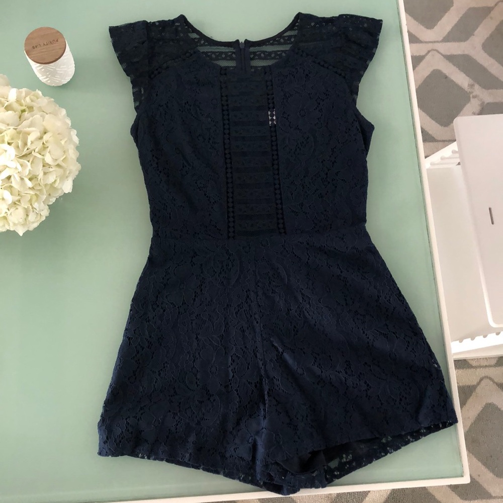 Navy lace romper XS xhilaration